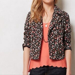 Anthropologie Hei Hei Tinsley Floral Crop Moto Jacket Size 4